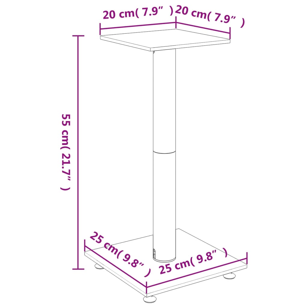 speaker stands 2 pcs, black/silver, glass, 1-pillar design