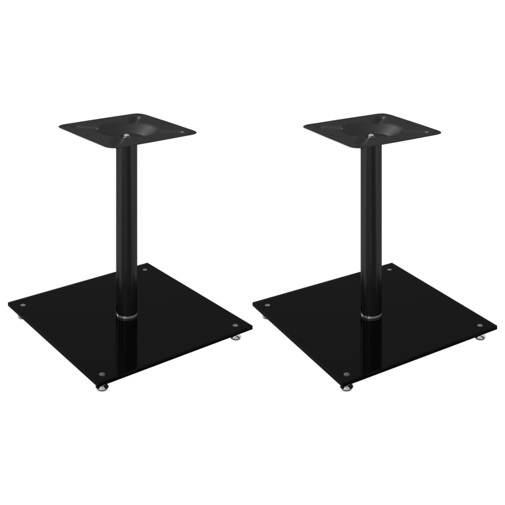 speaker stands 2 pcs, black, tempered glass, 1-pillar design