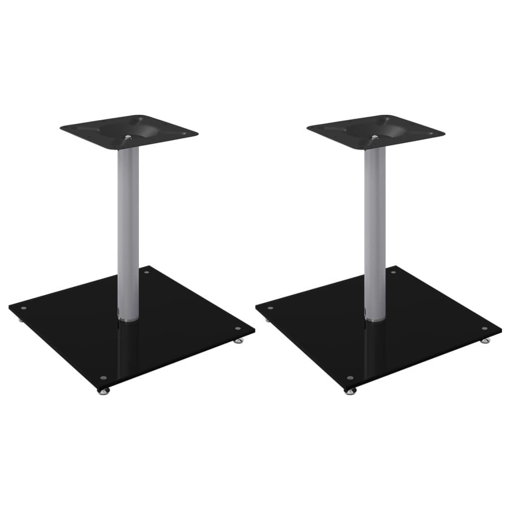 speaker stands 2 pcs, black/silver, glass, 1-pillar design