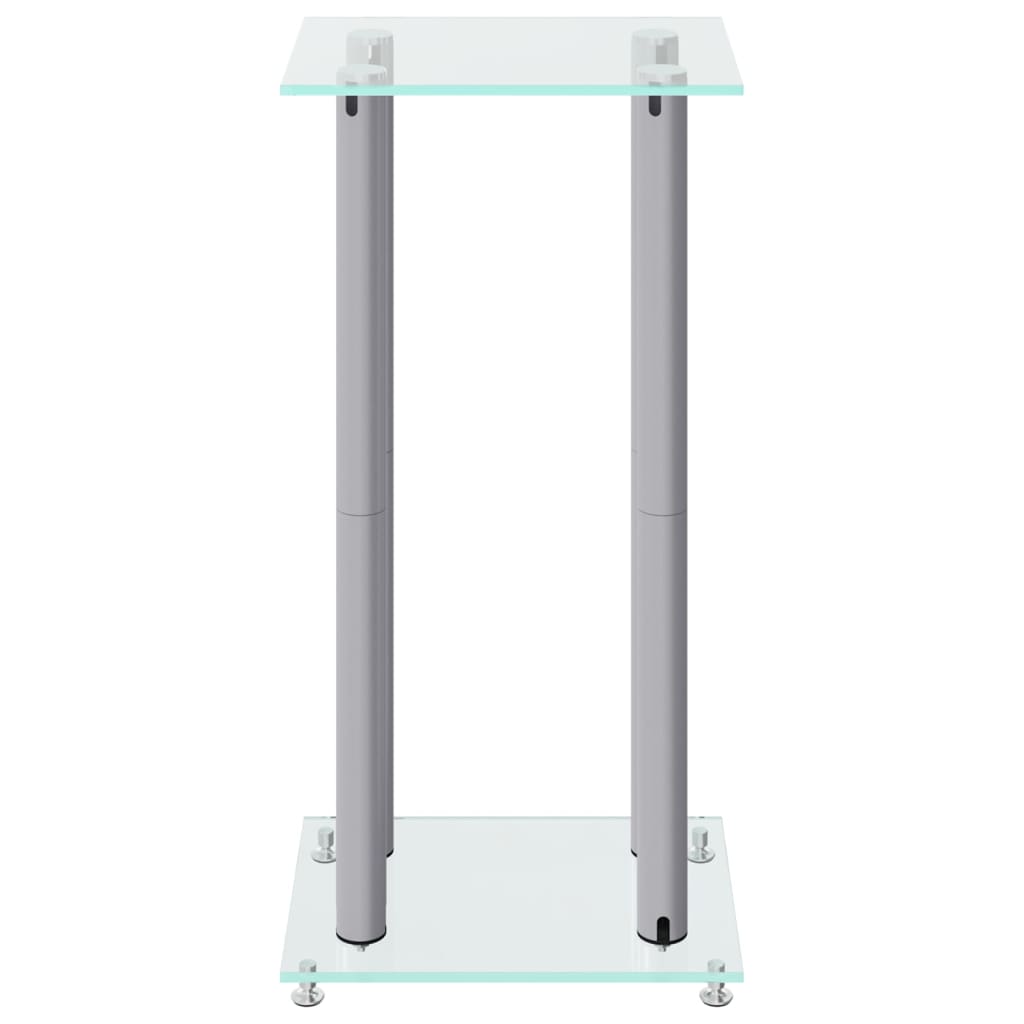 Speaker stands 2 pcs, silver, tempered glass, 4-pillar design