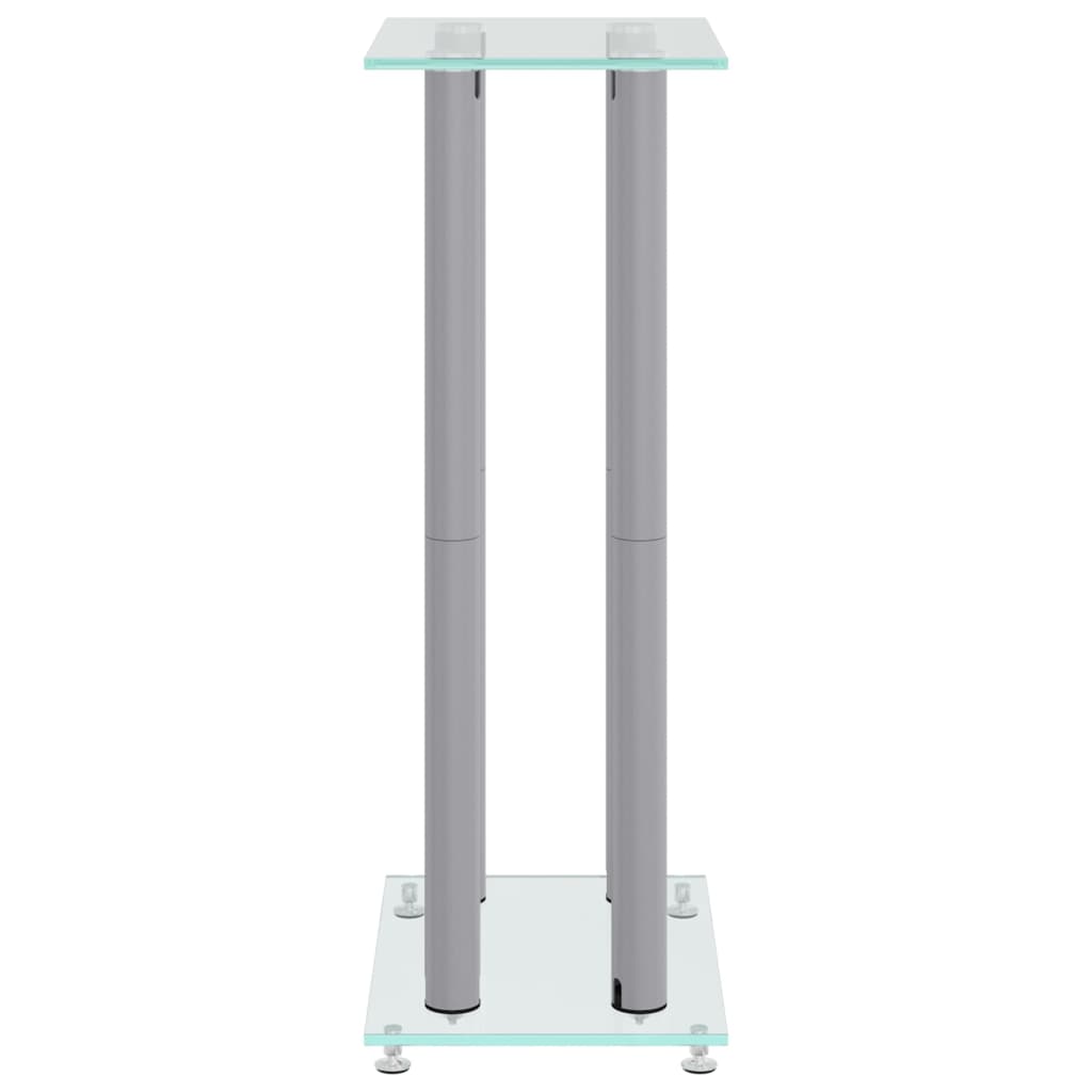 Speaker stands 2 pcs, silver, tempered glass, 4-pillar design