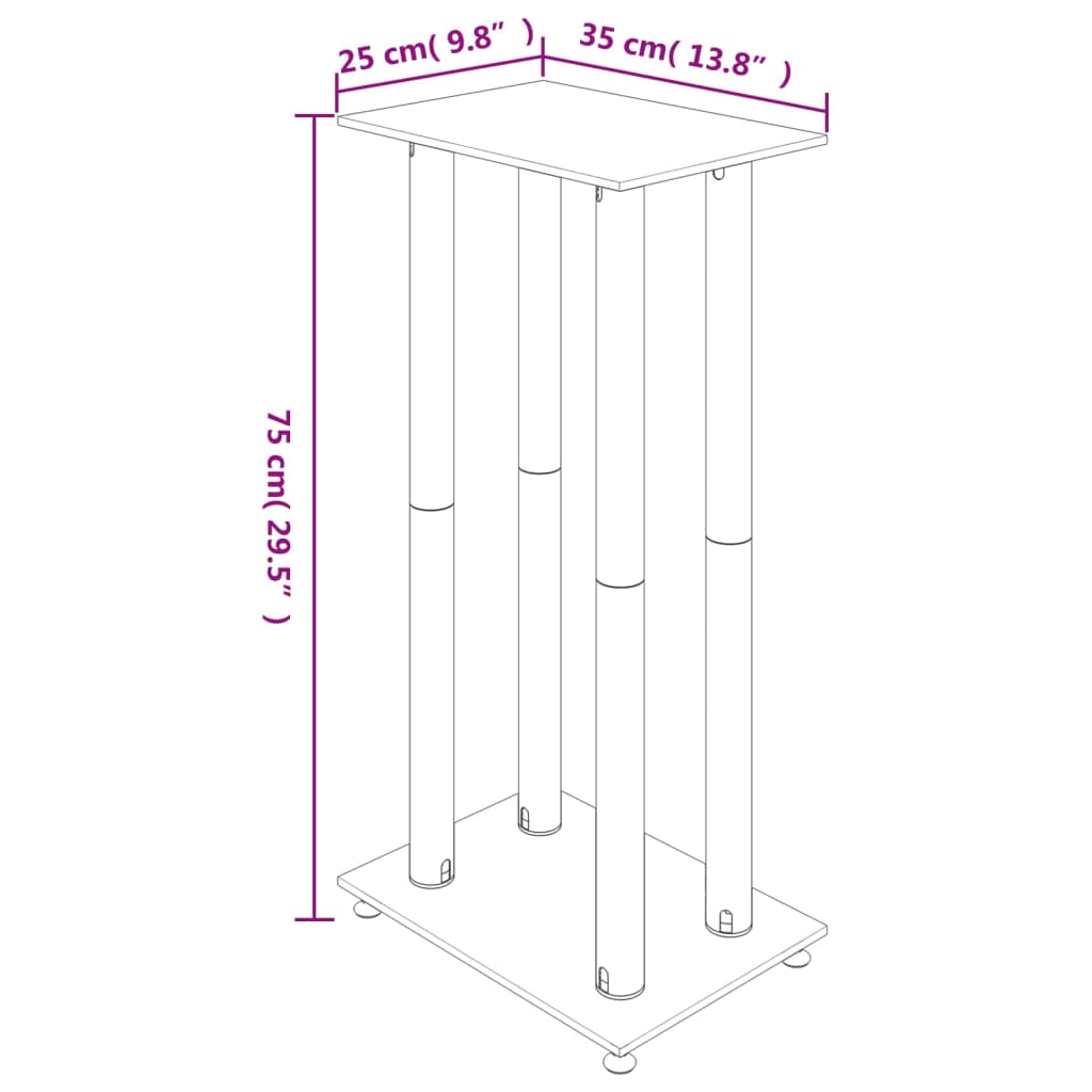 Speaker stands 2 pcs, silver, tempered glass, 4-pillar design