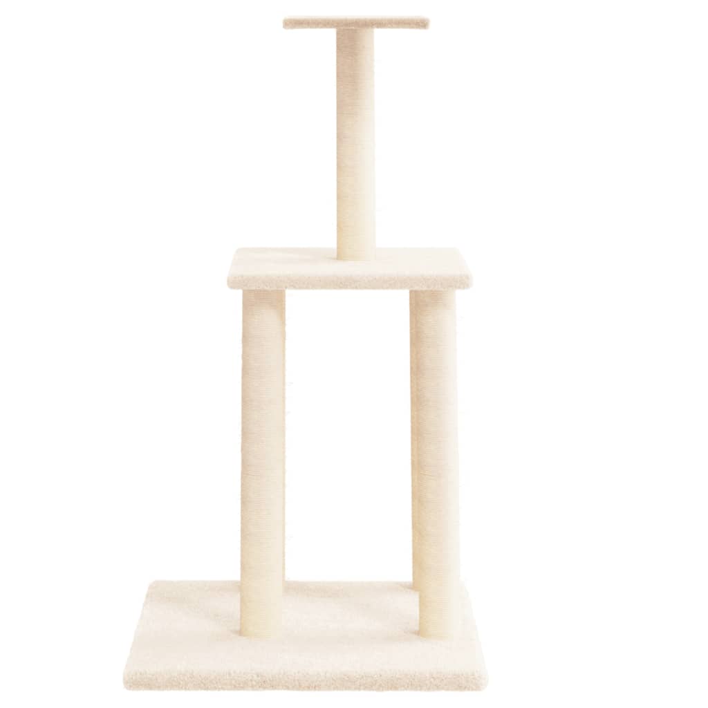 Cat house with sisal rope scratching posts, cream, 85.5 cm