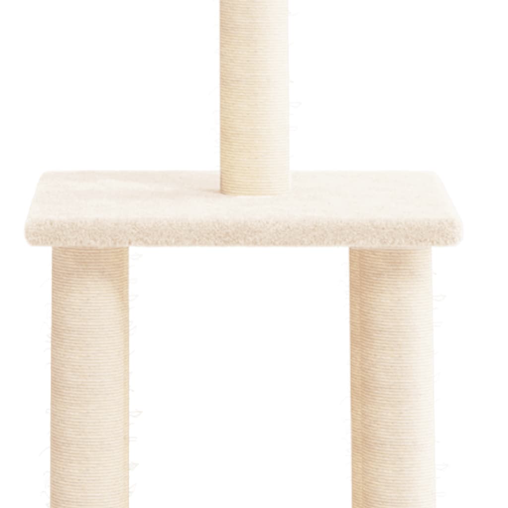 Cat house with sisal rope scratching posts, cream, 85.5 cm