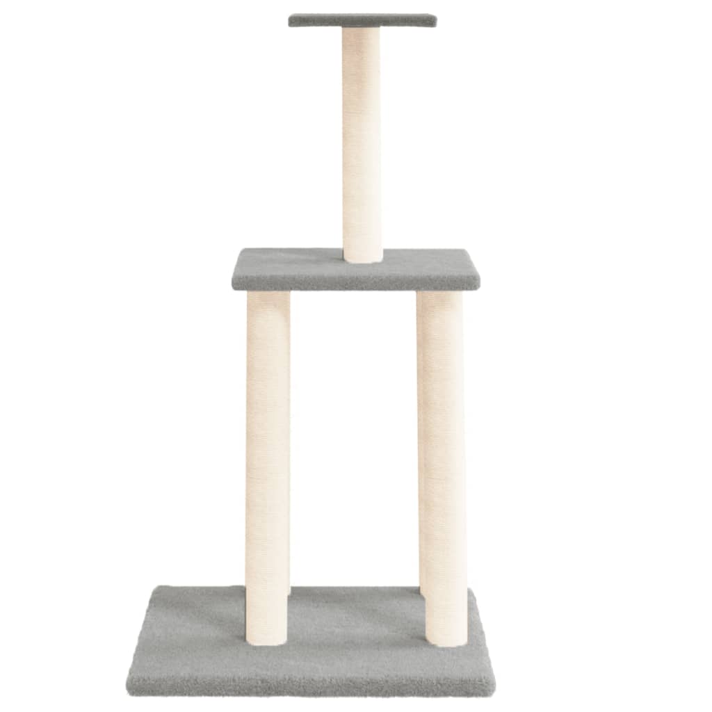 Cat house with sisal rope scratching posts, light grey, 85.5 cm