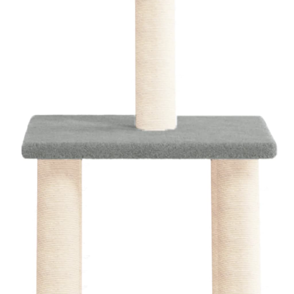 Cat house with sisal rope scratching posts, light grey, 85.5 cm