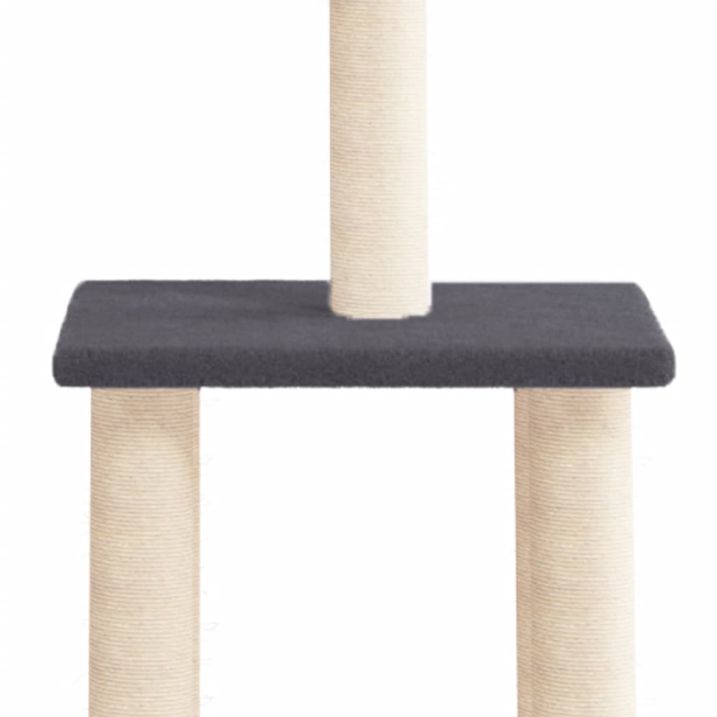 Cat house with sisal rope scratching posts, dark grey, 85.5 cm