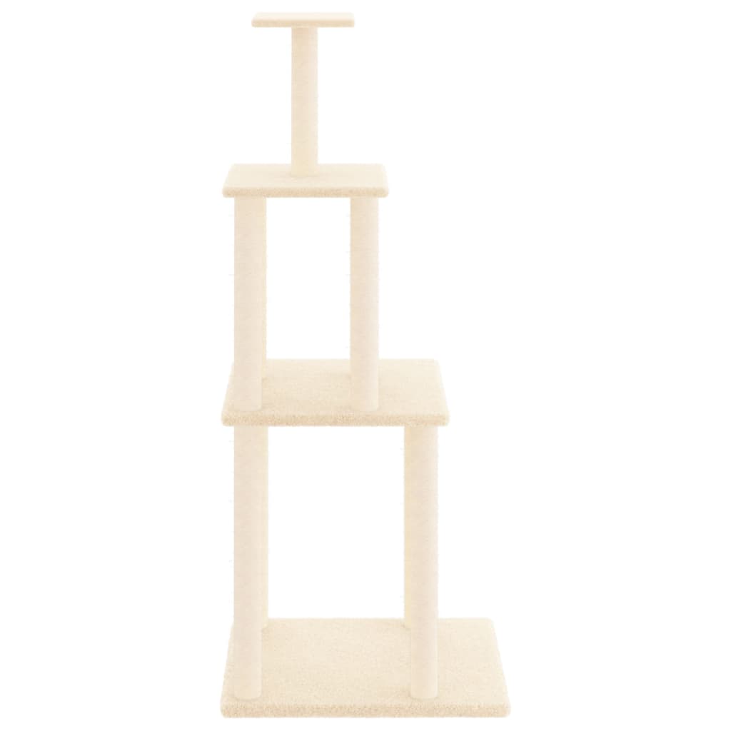 Cat house with sisal rope scratching posts, cream, 149 cm