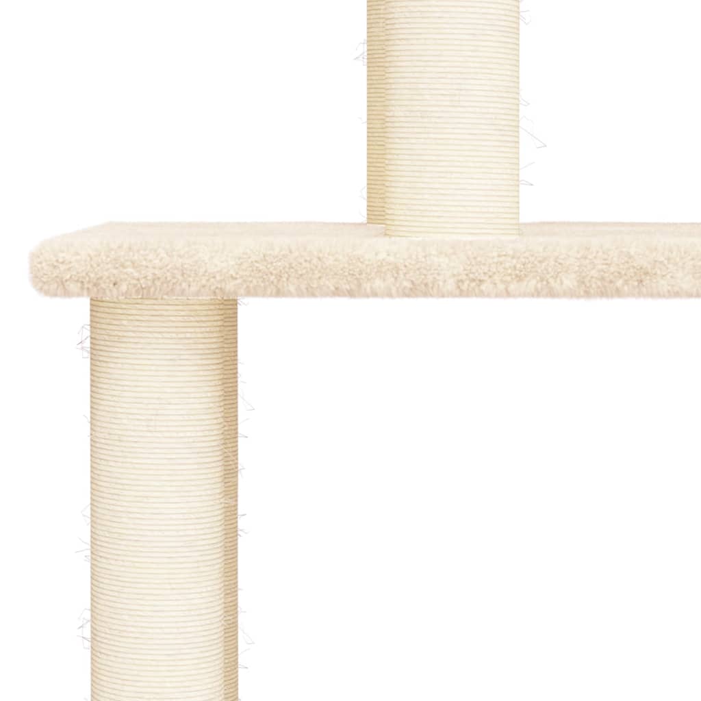 Cat house with sisal rope scratching posts, cream, 149 cm