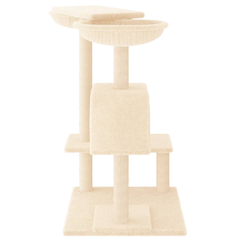 Cat house with scratching posts, cream, 82 cm