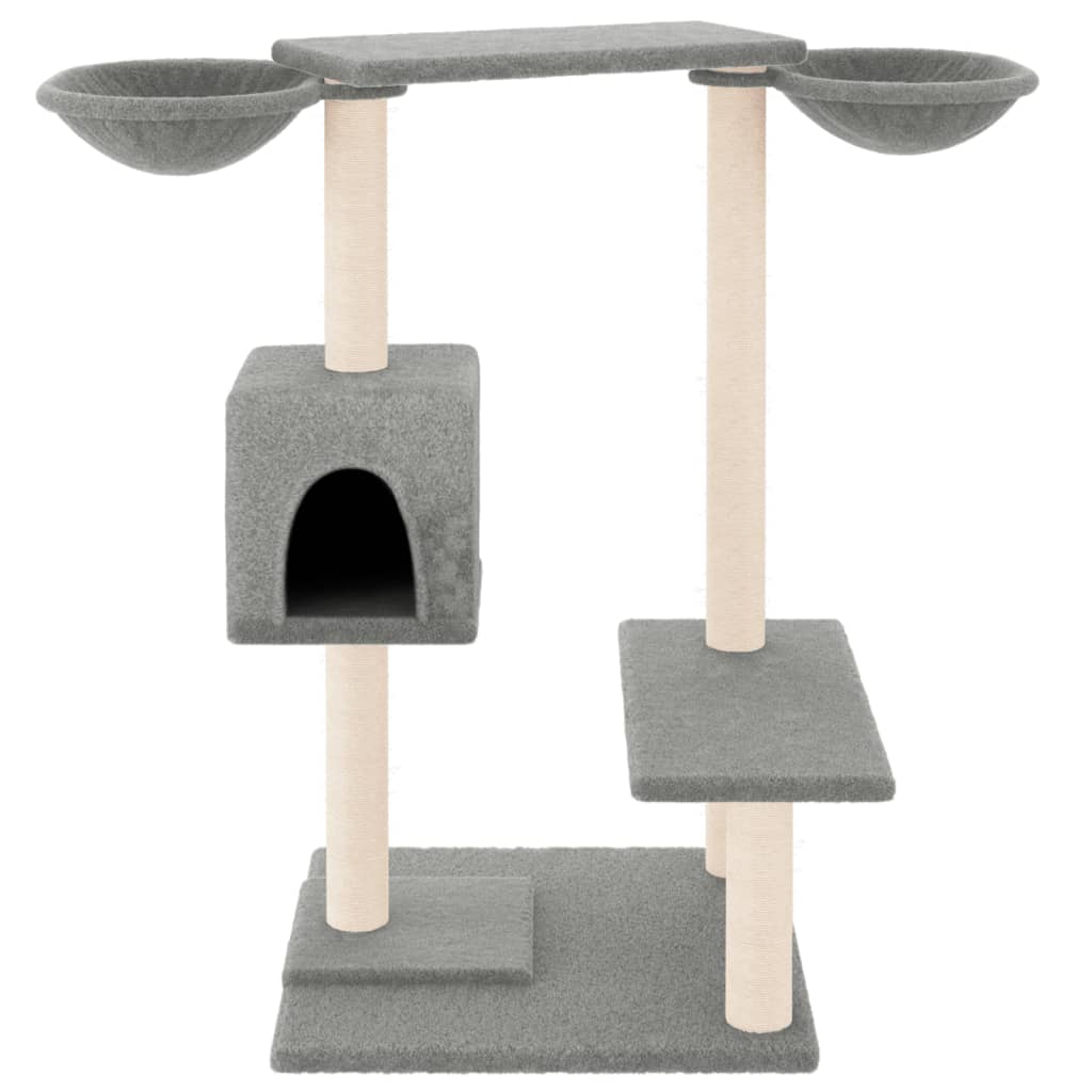 Cat house with scratching posts, light grey, 82 cm