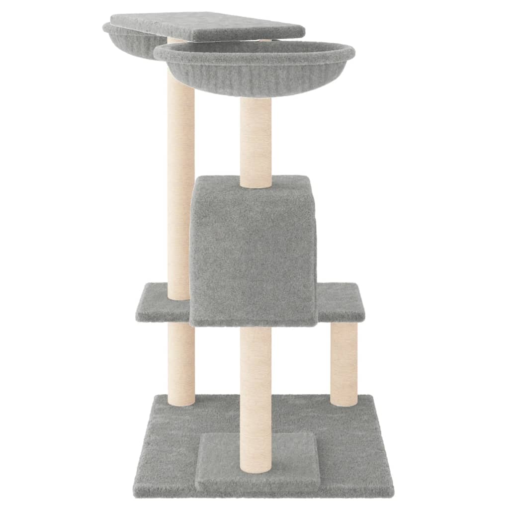 Cat house with scratching posts, light grey, 82 cm