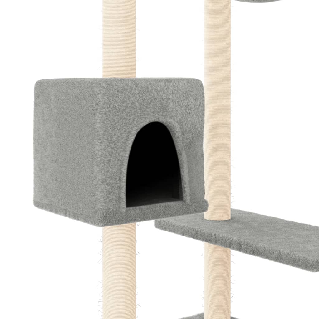 Cat house with scratching posts, light grey, 82 cm