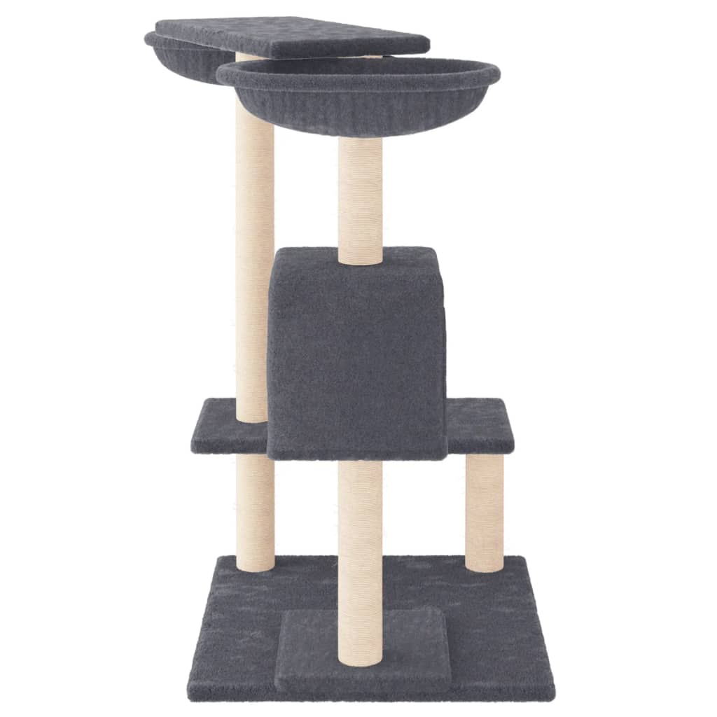 Cat house with scratching posts, dark grey, 82 cm