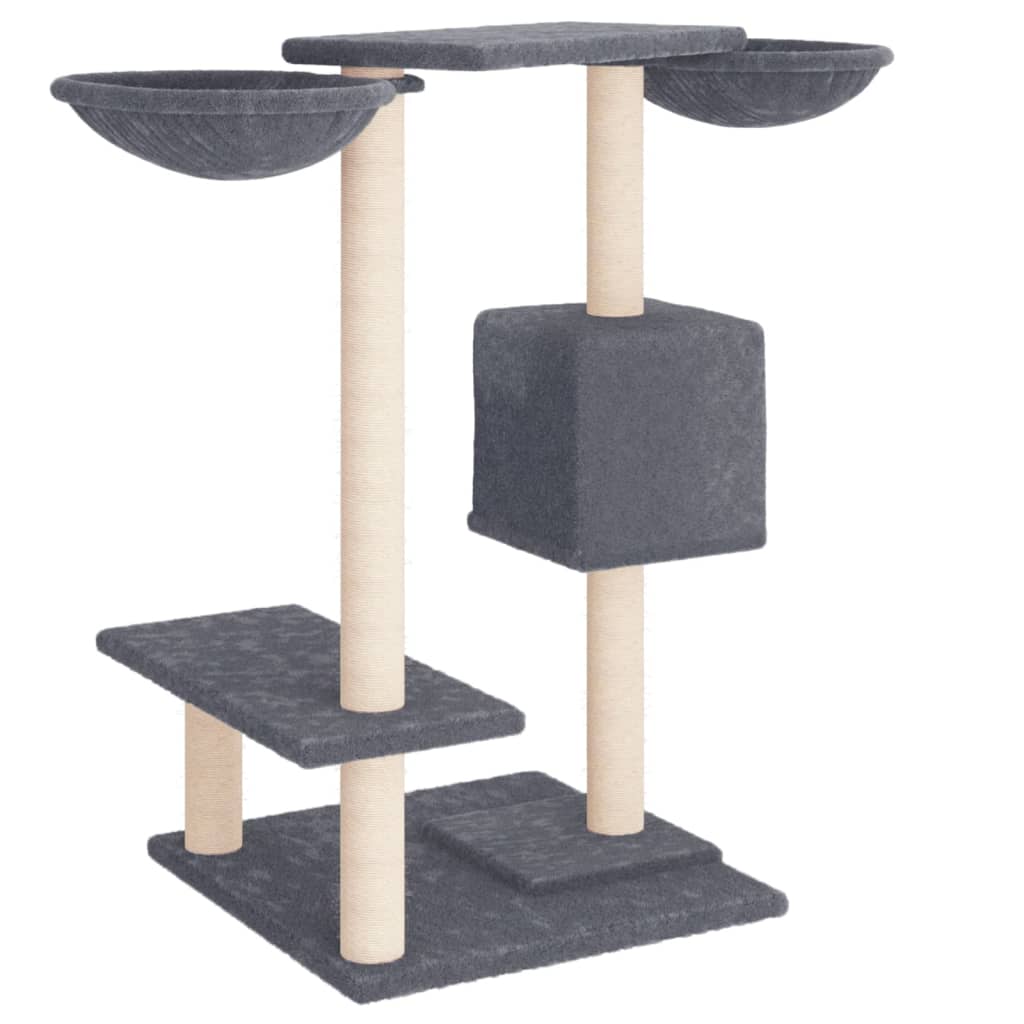 Cat house with scratching posts, dark grey, 82 cm