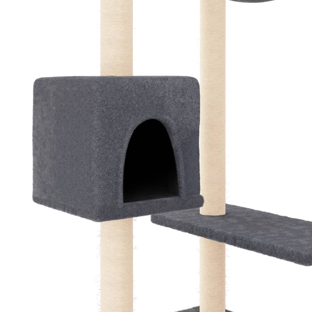 Cat house with scratching posts, dark grey, 82 cm