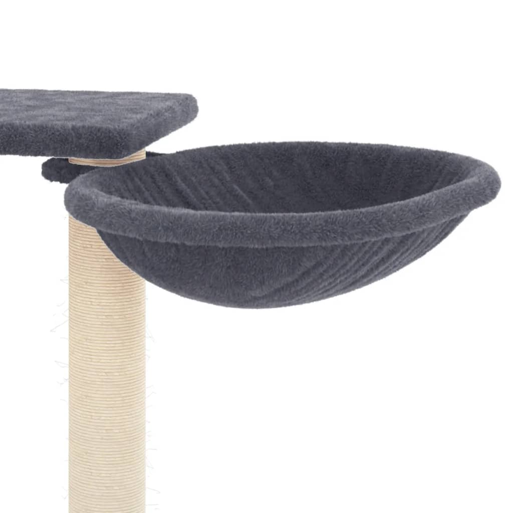 Cat house with scratching posts, dark grey, 82 cm