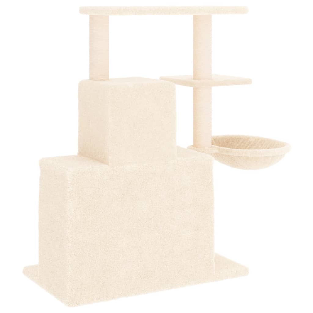 Cat house with sisal rope and scratching post, cream, 83 cm