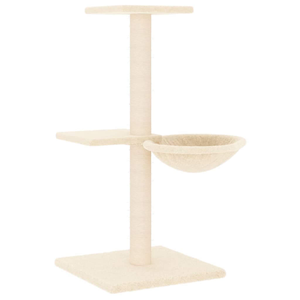 Cat house with sisal rope scratching posts, cream, 72 cm