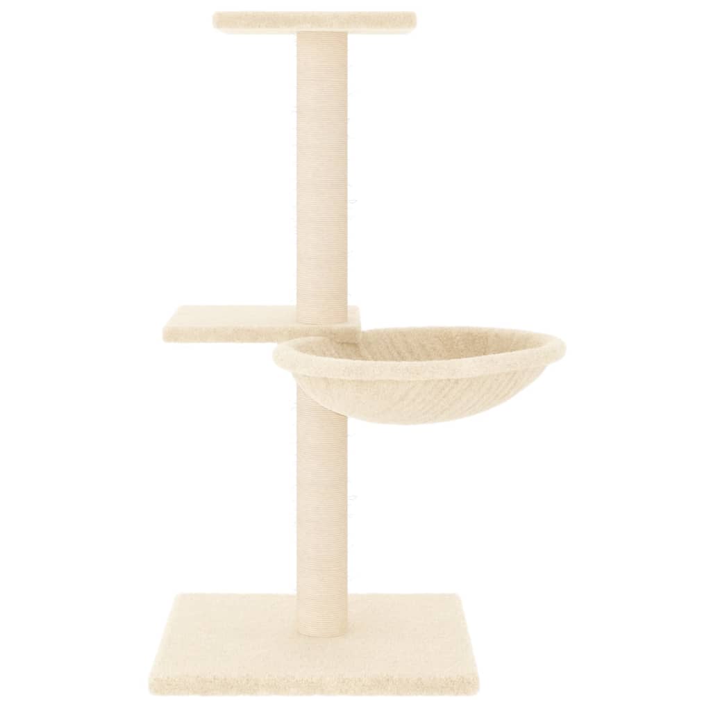 Cat house with sisal rope scratching posts, cream, 72 cm