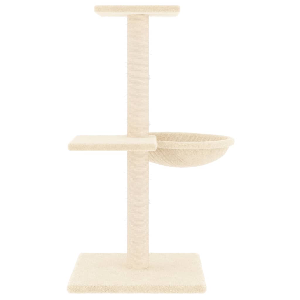 Cat house with sisal rope scratching posts, cream, 72 cm