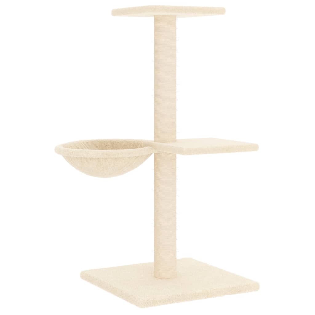 Cat house with sisal rope scratching posts, cream, 72 cm