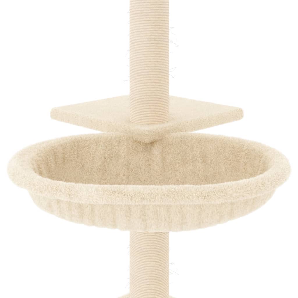 Cat house with sisal rope scratching posts, cream, 72 cm