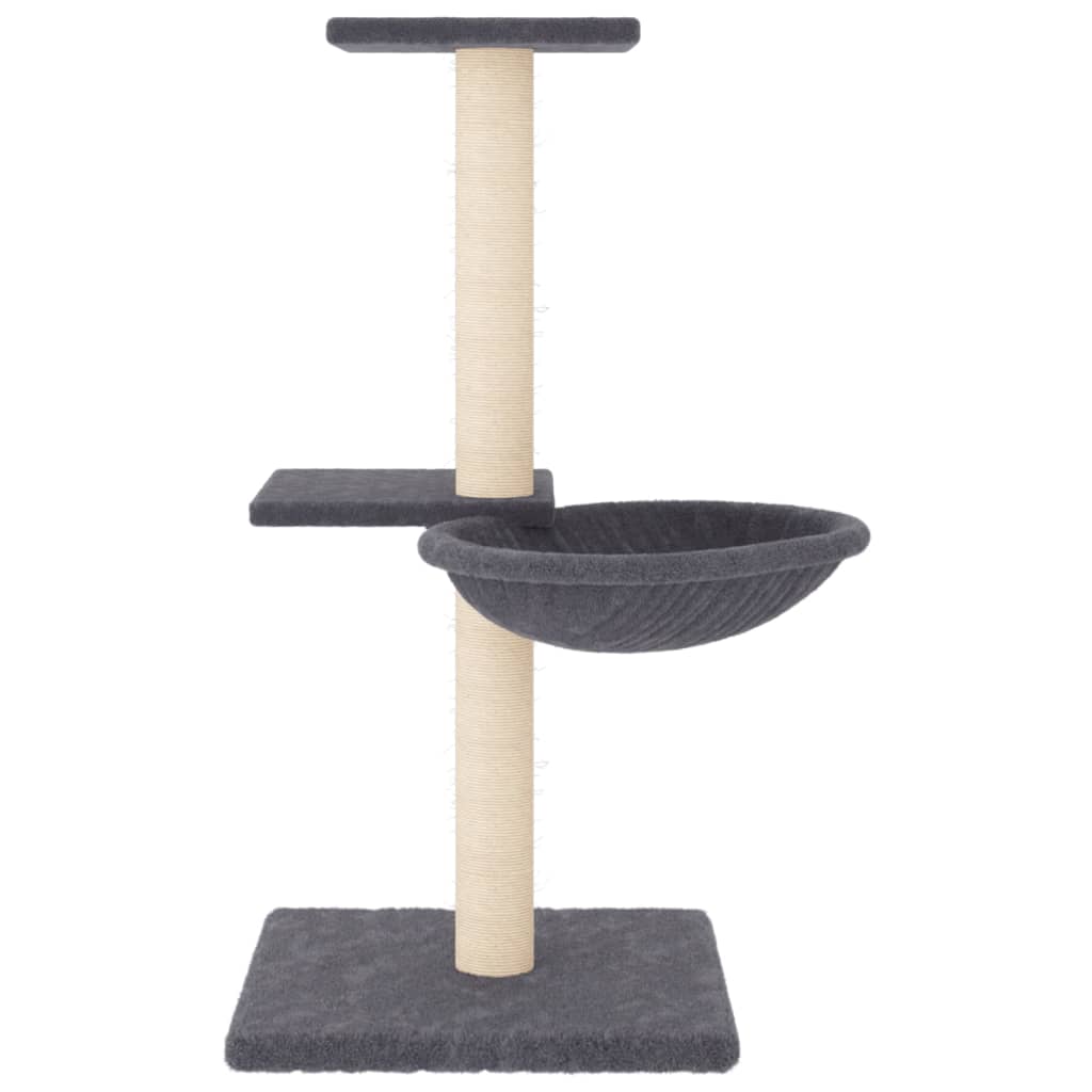 Cat house with sisal rope and scratching post, dark grey, 72 cm