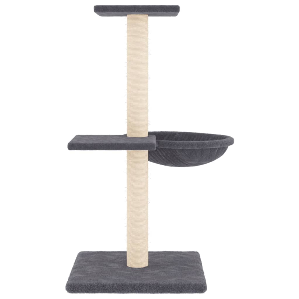 Cat house with sisal rope and scratching post, dark grey, 72 cm