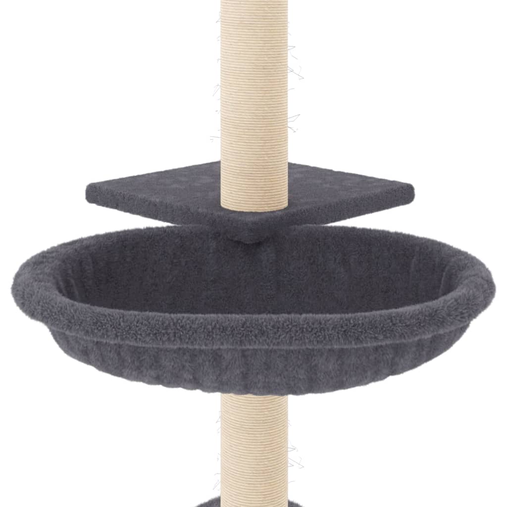 Cat house with sisal rope and scratching post, dark grey, 72 cm