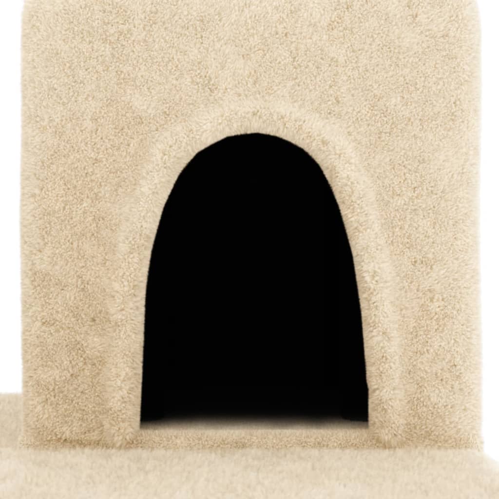 Cat house with sisal rope and scratching post, cream, 154 cm