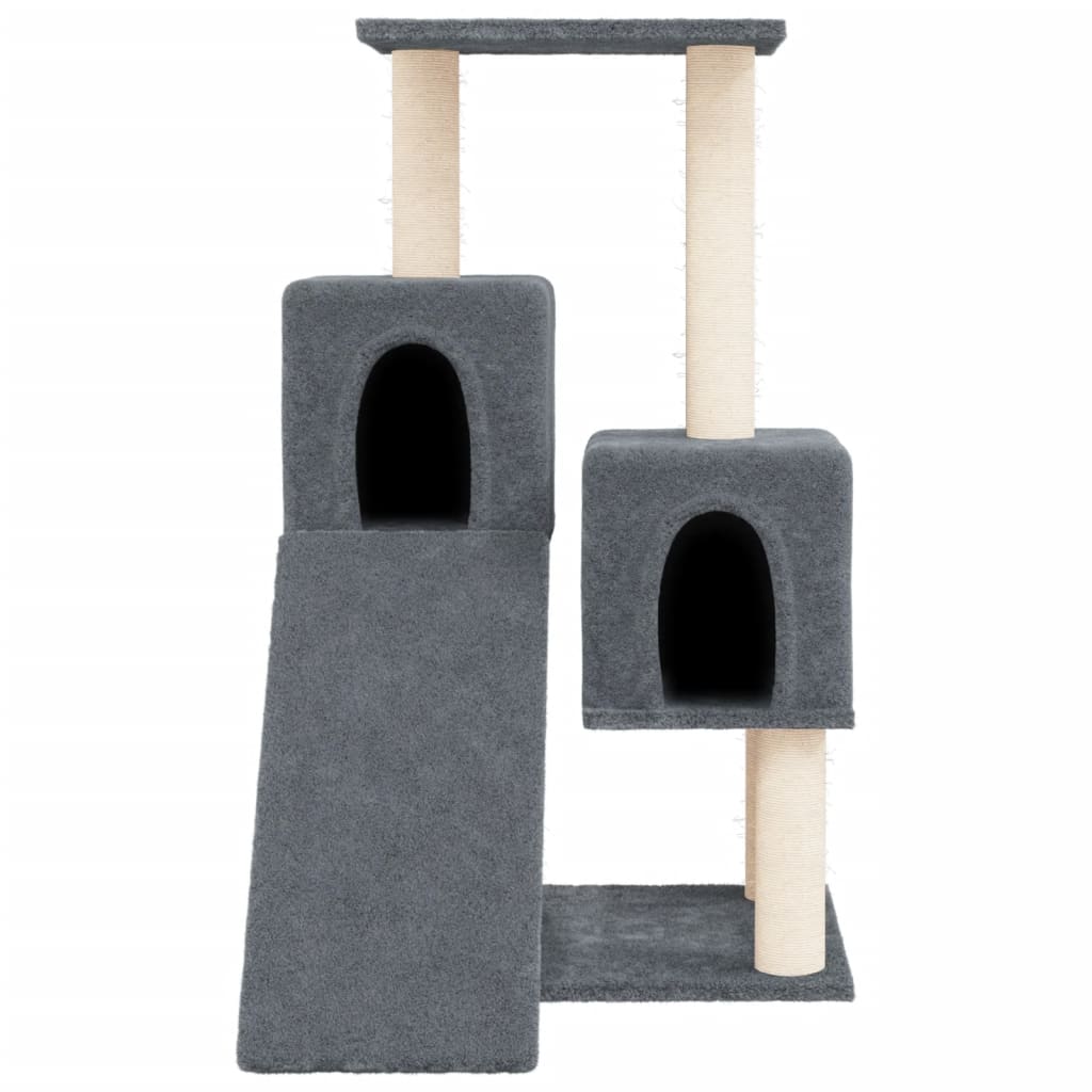 Cat house with sisal rope and scratching post, dark grey, 82 cm