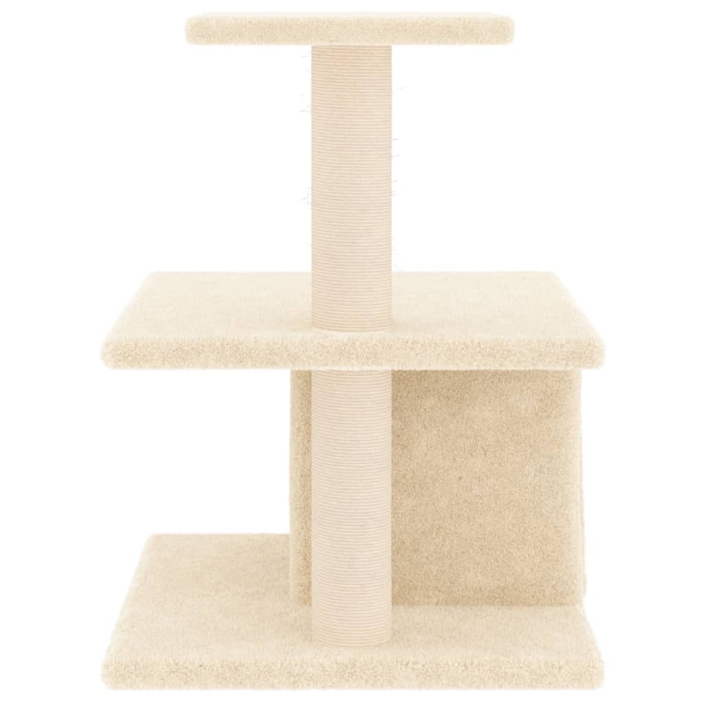 Cat house with sisal rope scratching posts, cream, 48 cm