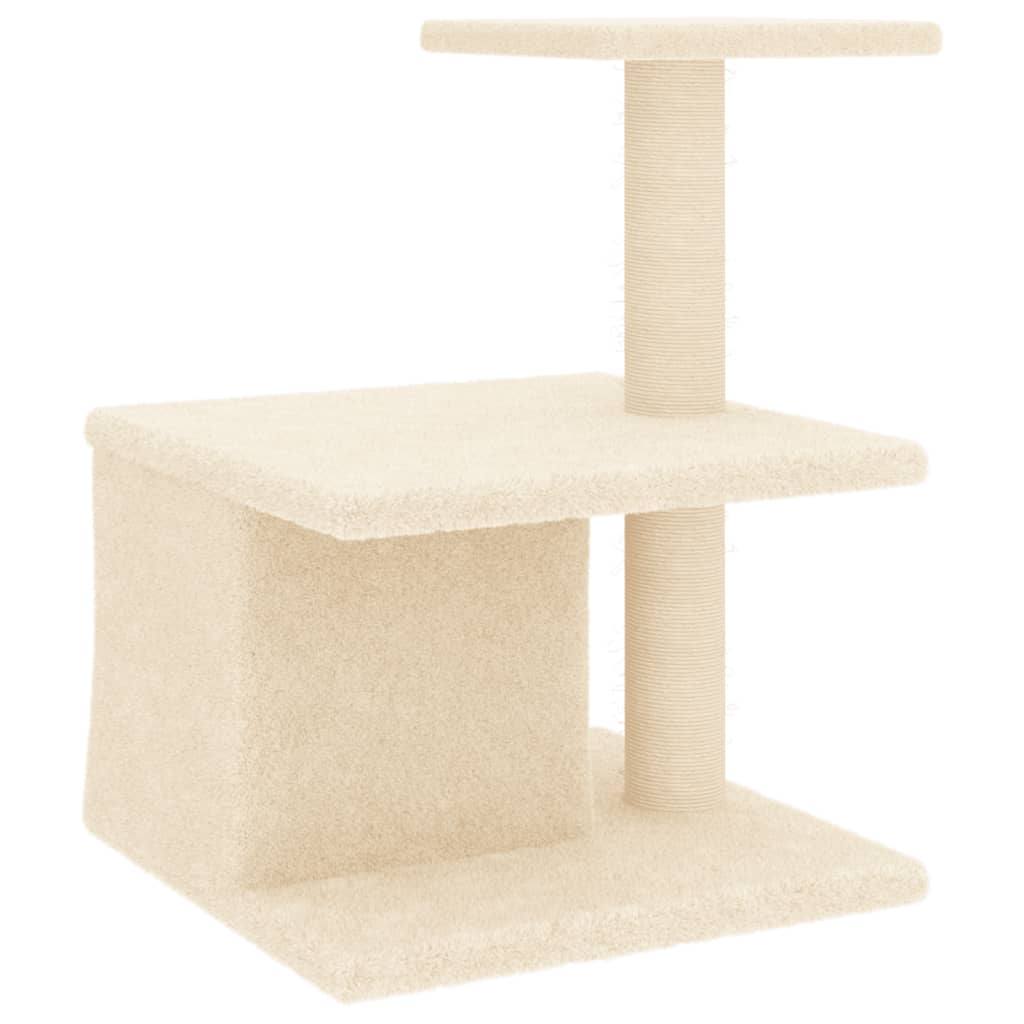 Cat house with sisal rope scratching posts, cream, 48 cm