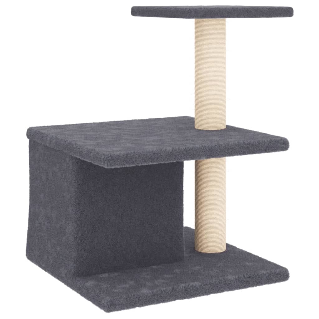 Cat house with sisal rope scratching posts, dark grey, 48 cm