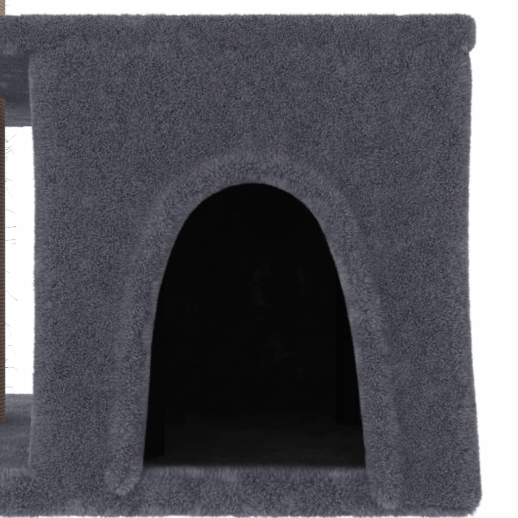 Cat house with sisal rope scratching posts, dark grey, 48 cm