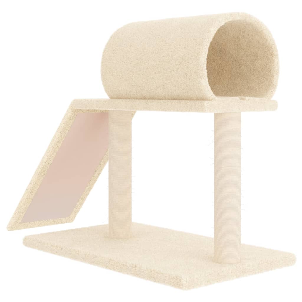 Cat scratching post with tunnel and ladder, cream, 55.5 cm