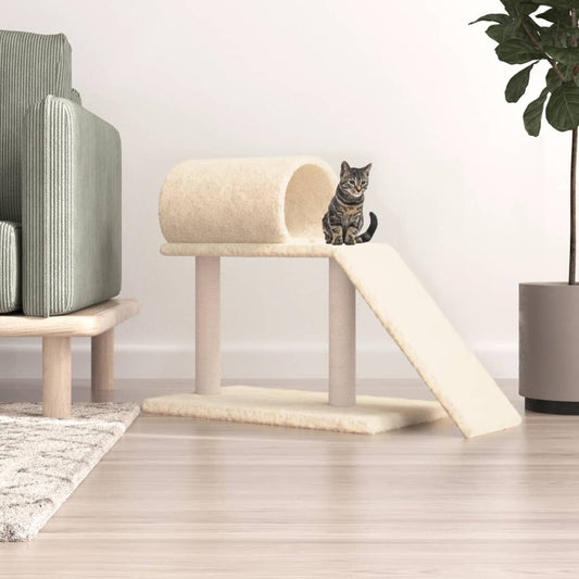 Cat scratching post with tunnel and ladder, cream, 55.5 cm