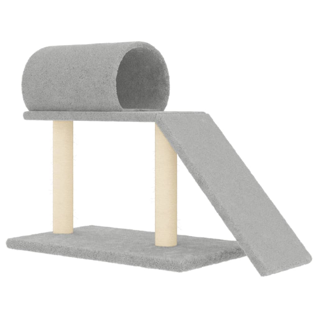 Cat scratching post with tunnel and ladder, light grey, 55.5 cm