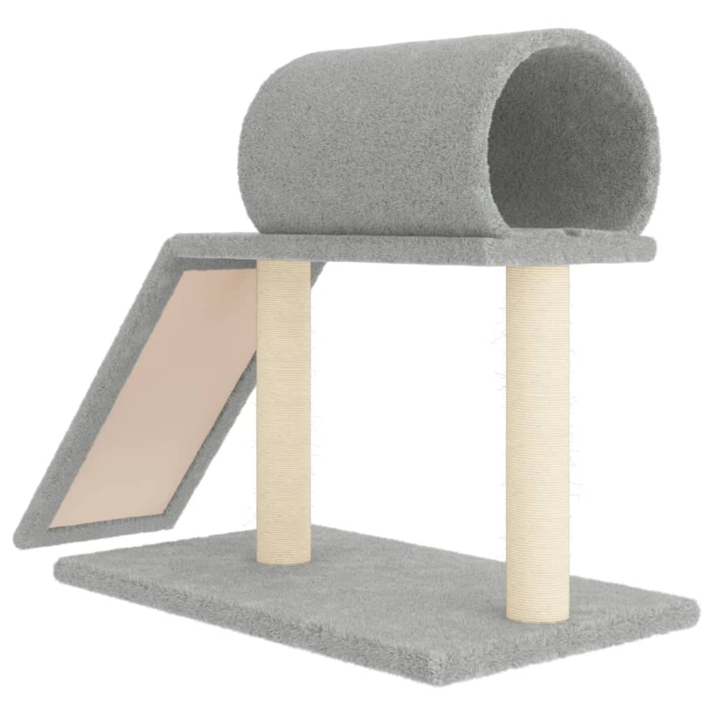 Cat scratching post with tunnel and ladder, light grey, 55.5 cm