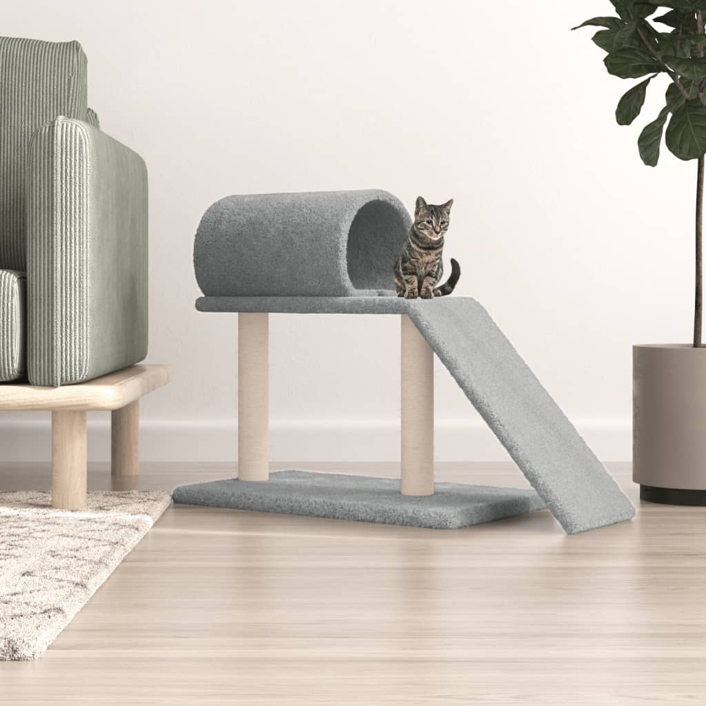 Cat scratching post with tunnel and ladder, light grey, 55.5 cm