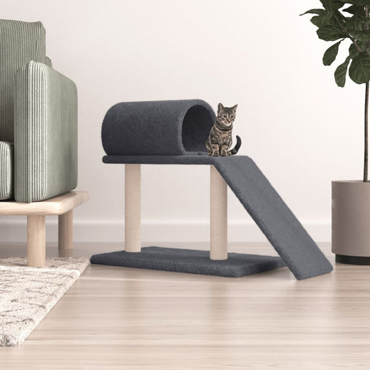 Cat scratching post with tunnel and ladder, dark grey, 55.5 cm