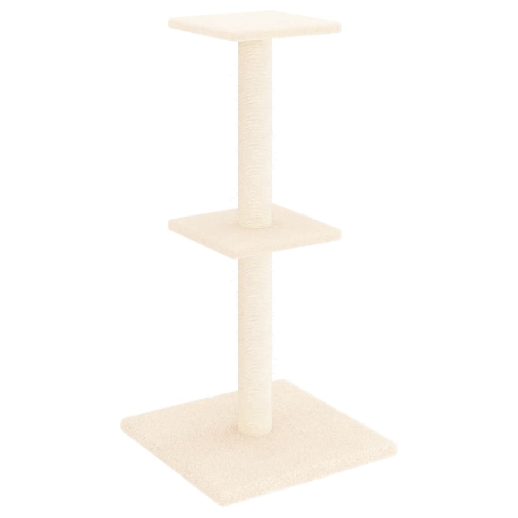 Cat house with sisal rope scratching posts, cream, 73 cm