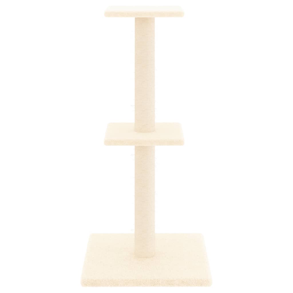 Cat house with sisal rope scratching posts, cream, 73 cm