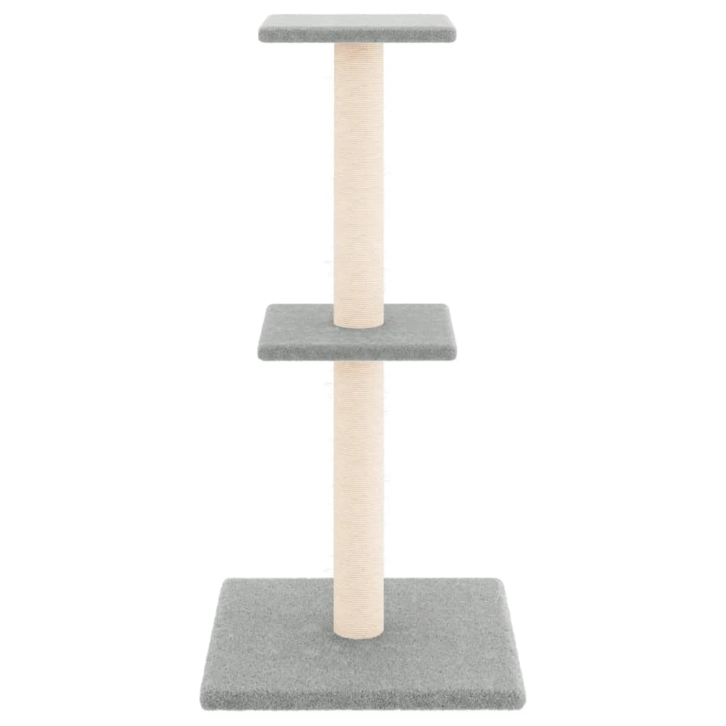 Cat house with sisal rope scratching posts, light grey, 73 cm