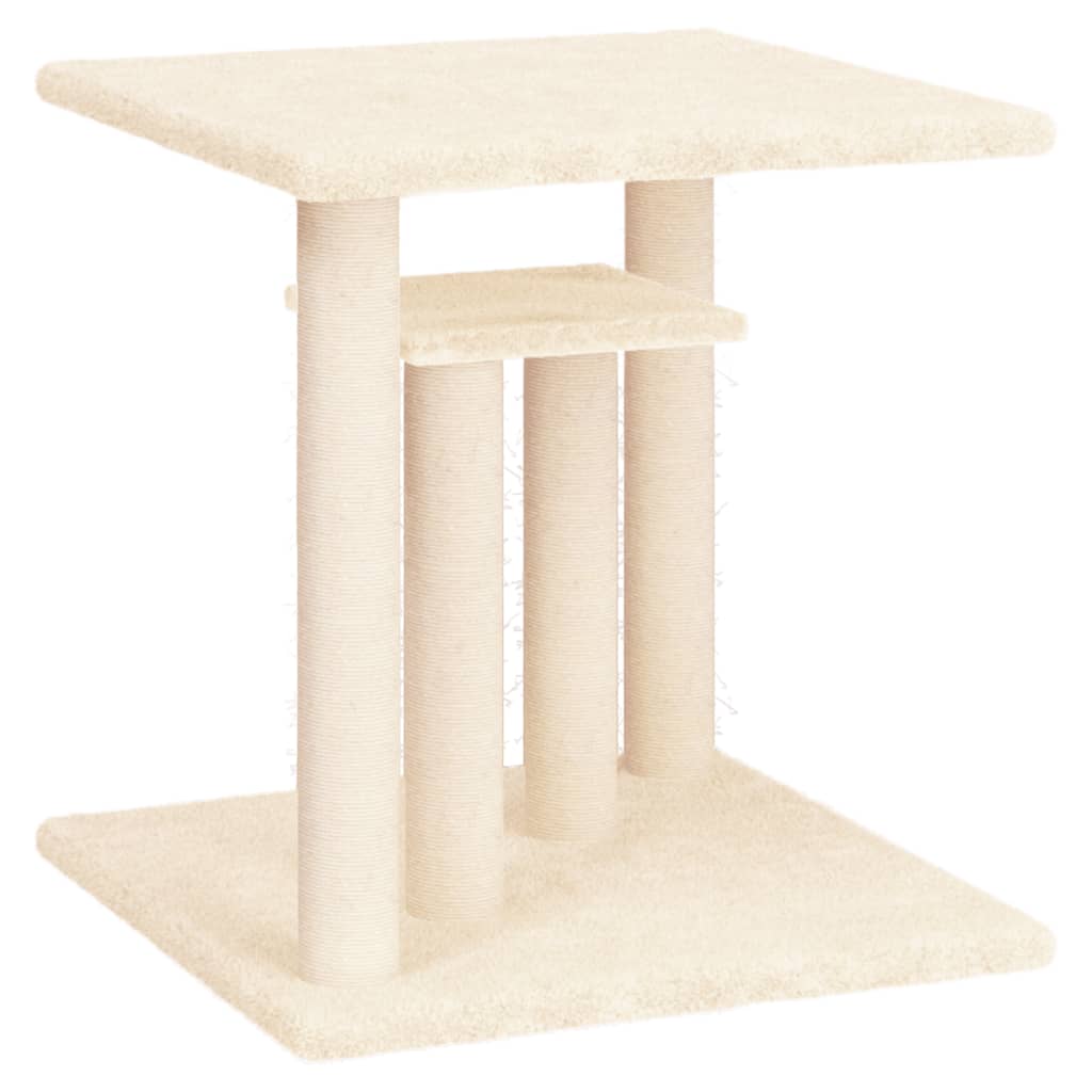 Cat scratching post with platforms, cream, 50 cm