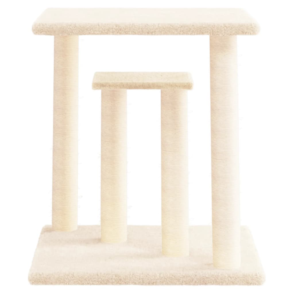 Cat scratching post with platforms, cream, 50 cm