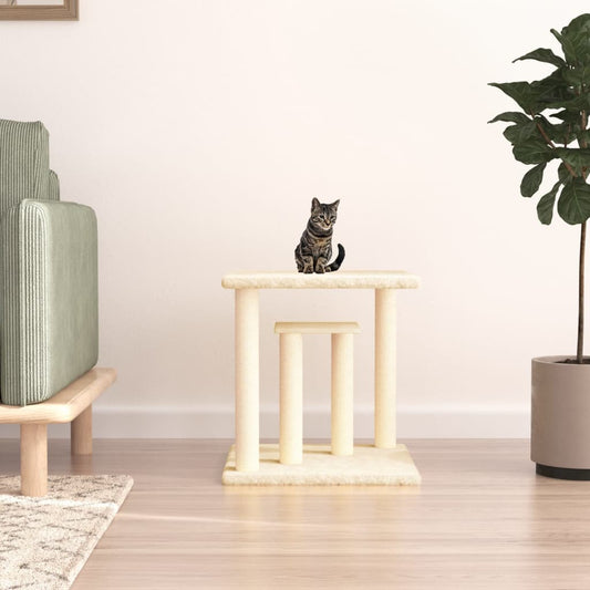 Cat scratching post with platforms, cream, 50 cm