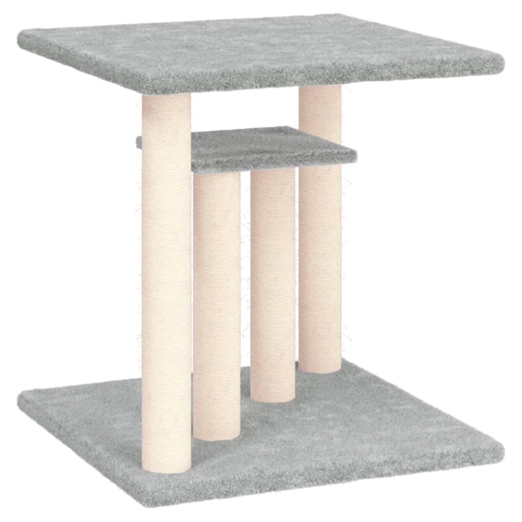 Cat scratching post with platforms, light grey, 50 cm