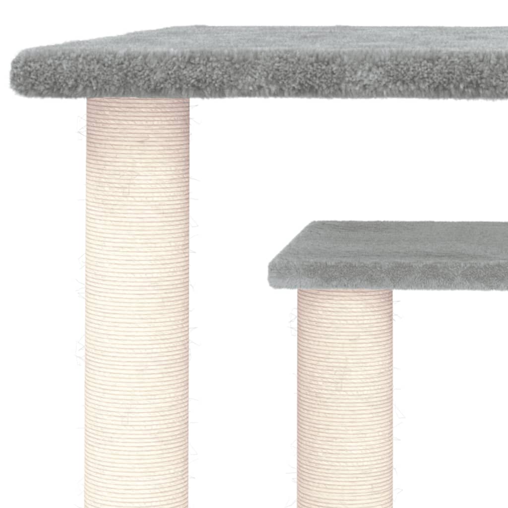 Cat scratching post with platforms, light grey, 50 cm